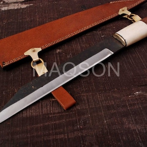 Medieval work knife Celtic Viking hardwood leather sheath Sax Style MAQ1760