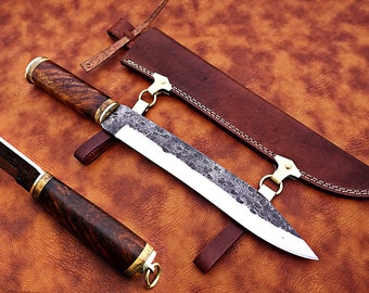 Couteau de travail médiéval celtique Viking gaine en cuir de bois dur Style Sax MAQ1715