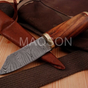 Damascus knife, medieval knife hand forged hunting knife 4308