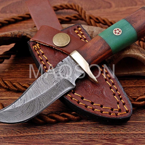Damascus knife Damascus hunting knife Medieval knife, belt knife, hand-forged DHL Express 1 to 3 working days 710EA