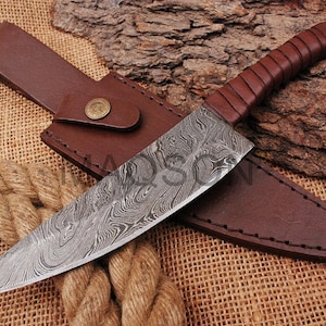 Handmade Damascus Knife Medieval Damascus Knife, Belt Knife, Hand-forged MAQ1759