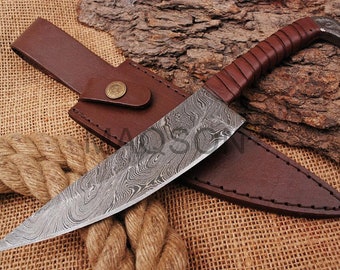 Handmade Damascus Knife Medieval Damascus knife, belt knife, hand forged MAQ1759