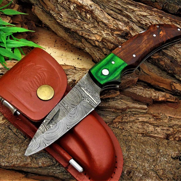 Damascus pocket knife, Medieval Damascus Folding Knife Damascus MAQ1623