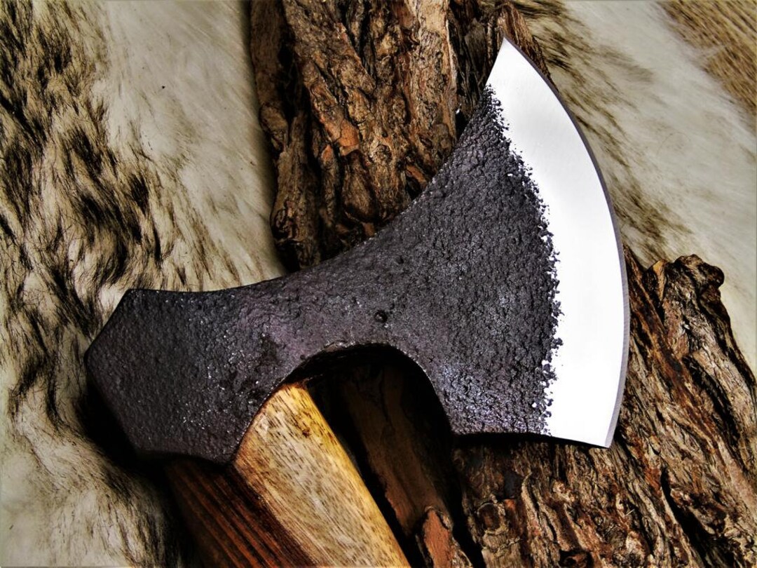 Hache Damas Hache De Jarl Viking Lame Acier Damas 512 Couches Manche Bois Etui Cuir Fabr Artisanale Item 13855044