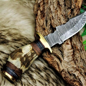 Damascus knife Damascus hunting knife Medieval knife, belt knife, hand-forged 714EA
