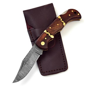 Damascus Pocket Knife, Handmade Folding Knife, Damascus Steel MAQ1653