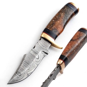 Damascus knife Damascus hunting knife Medieval knife, belt knife, hand-forged 5012EK