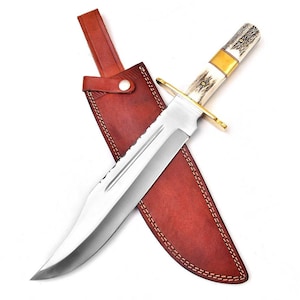 Hunting Bowie Knife Outdoor Knife Camping 440A Steel Handmade Stainless MAQ4535