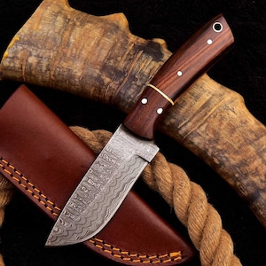 Damascus knife, very beautiful hand forged Damascus hunting knife 6171