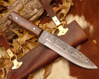 Viking knife with leather/brass sheath hand-forged 1095 steel MAQ1709