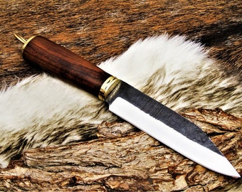 Couteau de travail médiéval celtique Viking gaine en cuir de bois dur Style Sax MAQ1702