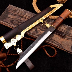 Medieval Work Knife Celtic Viking Hardwood Leather Sheath Sax Style MAQ1806