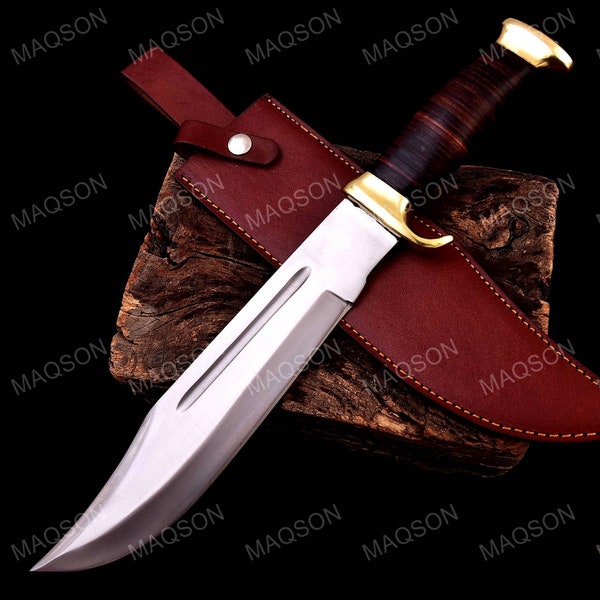 Hunting Bowie Knife Outdoor Knife Camping 440A Steel Handmade Stainless MAQ1099