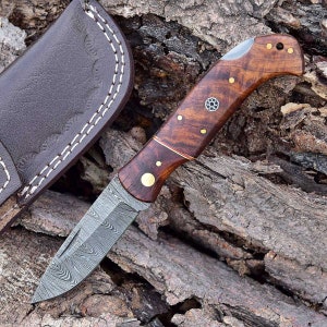 Damascus Pocket Knife Handmade Folding Knife Damascus Damascus 6048EA