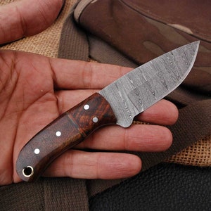 Cuchillo de Damasco Cuchillo de caza de Damasco Cuchillo medieval, cuchillo de cinturón, forjado a mano 6168EA