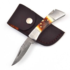 Damascus Pocket Knife Handmade Folding Knife Damascus Damascus 6098EA