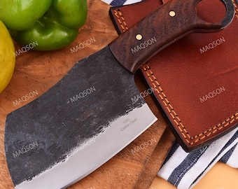 Cuchillo de cocina de hoja de hacha de acero 1095 forjado MAQ4510