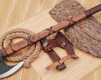 Custom Steel Viking Axe, High Carbon Steel Axe with Sheath, Viking Axe MAQ2612
