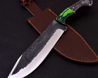 Couteau Bowie de chasse Médiéval Travail Celtique Acier au carbone 1095 32 cm MAQ1101