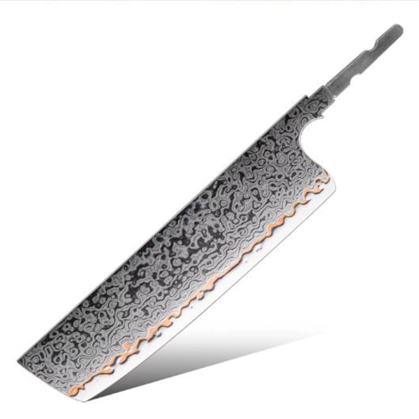 Hoja de cuchillo en blanco de 55 capas de acero de Damasco y cobre, hoja de cuchillo de chef 981-2