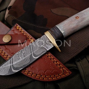 Damascus knife Damascus hunting knife Medieval knife, belt knife, hand-forged 4343
