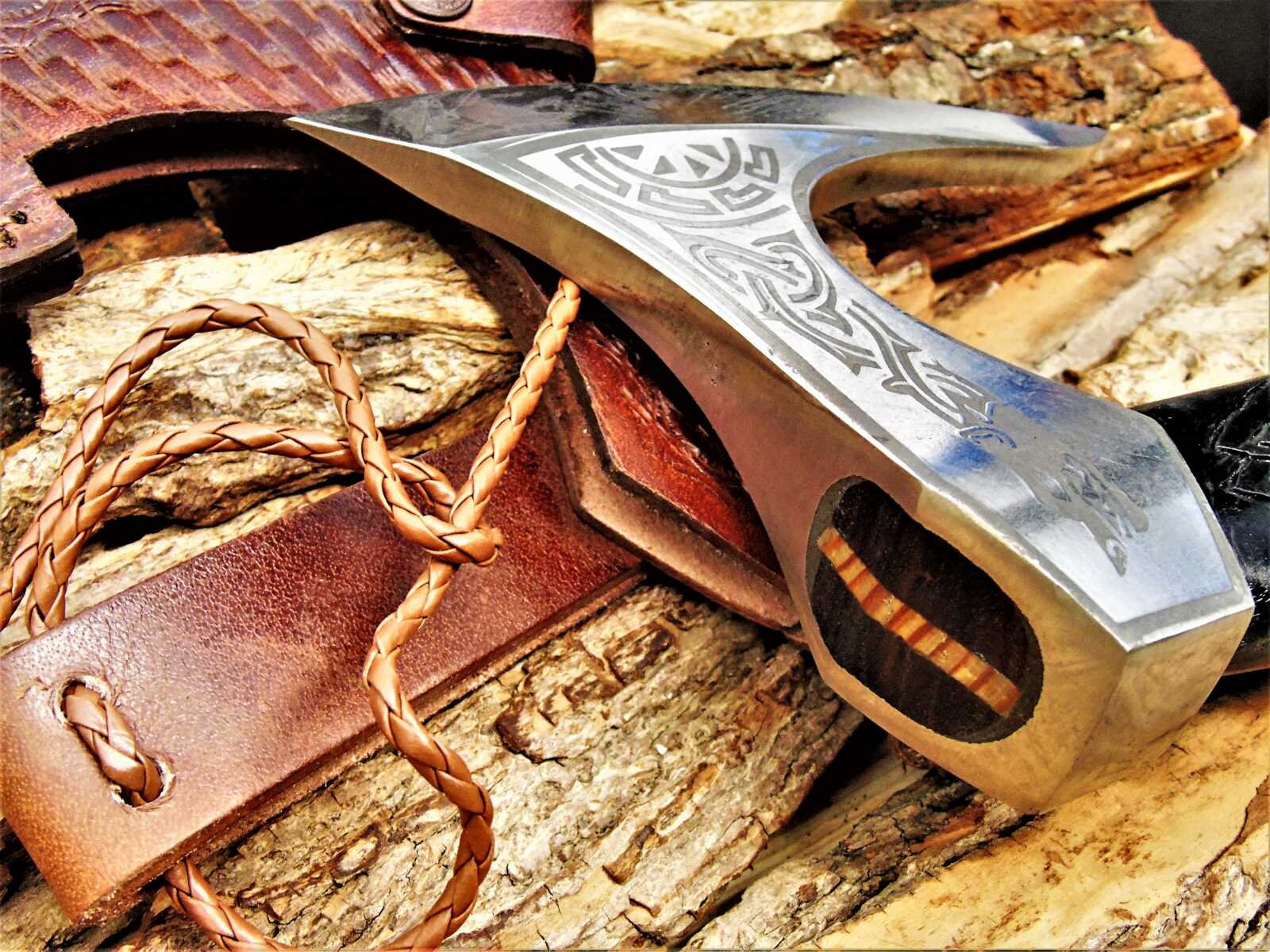 Produktbild von Axt Karbon Stahl Axt Wikinger Handgeschmiedet 1095 Mit Lederscheide MAQ2616