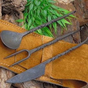 Medieval cutlery set, hand-forged 4347