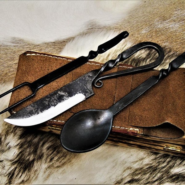 Medieval cutlery set, hand-forged 4209