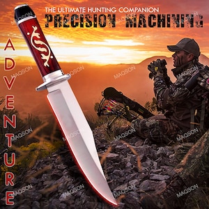 Hunting Bowie Knife Hunting Bowie Knife Belt Knife, Hunting Knife Outdoor Stainless Steel Bowie Camping 1043EA