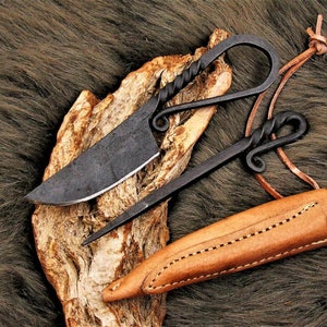 Mittelalter Messer mit Esspfriem +Scheide Wikinger;Kelten handgeschmiedet 604EA