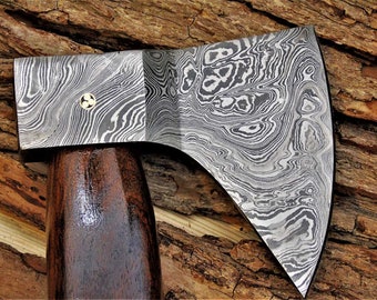 Hacha vikinga, acero de Damasco, con funda, forjada a mano, hacha medieval, HECHA A MANO, TOMAHAWK MAQ2586