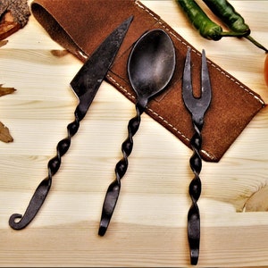 Medieval cutlery set, 3-piece cutlery with bag cutlery set LARP 621EA