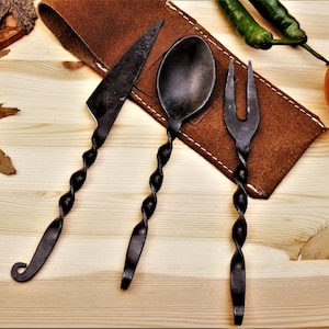 Medieval Cutlery Set, 3-piece Dining Cutlery with Bag Cutlery Set LARP 621EA