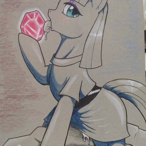 Suggestive MLP FanArt Rock Lover Licking Luminous Shiny Stone Physical Art FRAMED image 1