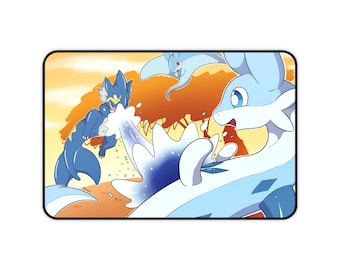 Blauwe Survival Game Desk Mat: Friendly Monsters Party