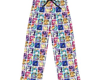Pantalones de pijama con estampado de mosaico de ponis de colores / Estampado integral
