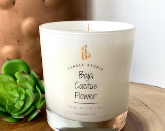 Baja Cactus Flower Soy Candles, Handmade Soy Wax Candles, Floral and Coconut , Spring Scents and Mother's Day Gifts