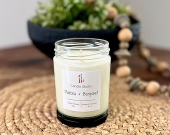 Matcha and Bergamot Soy Candle, Handmade Soy Wax Candle, Organic Candles and Gifts