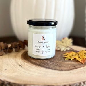 Ginger and Spice Soy Candle, Handmade Soy Wax Candles, Fall Scents and Gifts