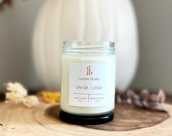 Vanilla Cookie Candle, Fall Scented Candles, Handmade Soy Candles 8 oz Glass Jar and Autumn Gifts