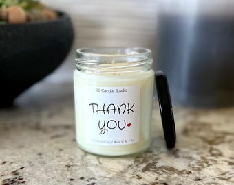 Thank You Candles Gifts, Handmade Soy Wax Candles, Thank You Gifts, 8 oz Glass Candle, Appreciation Gifts and Candle Gift Box
