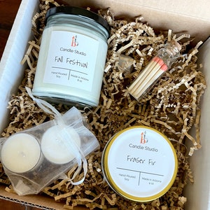 Candle Gift Box, Handmade Soy Wax Candles, Personalize Candle Scents, Christmas Gift Box, Holiday Candles and Gifts