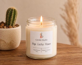 Baja Cactus Flower Soy Candle, Handmade Soy Wax Candles, Summer Scents and Gifts