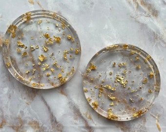 Small Gold Flake Clear Coaster Set