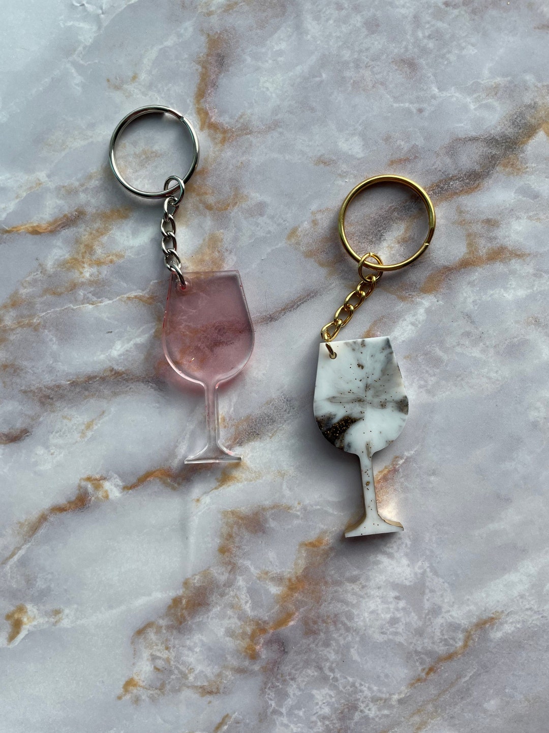 Cute Wine Glass Keychain Custom Etsy