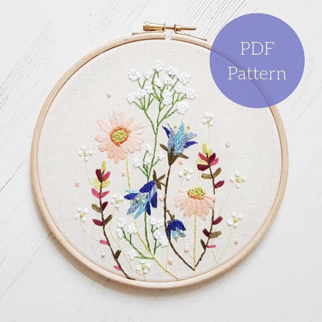 Floral PDF Embroidery Pattern Instant Download | for Beginners ...