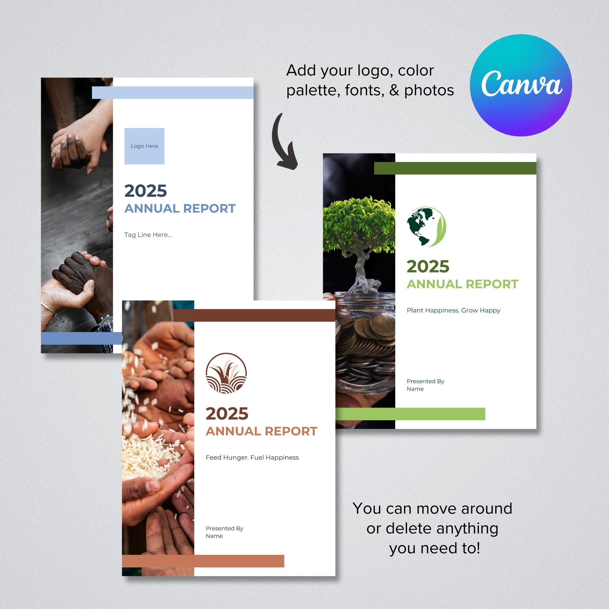 Editable Nonprofit Annual Report Canva Digital Template, Custom Impact ...