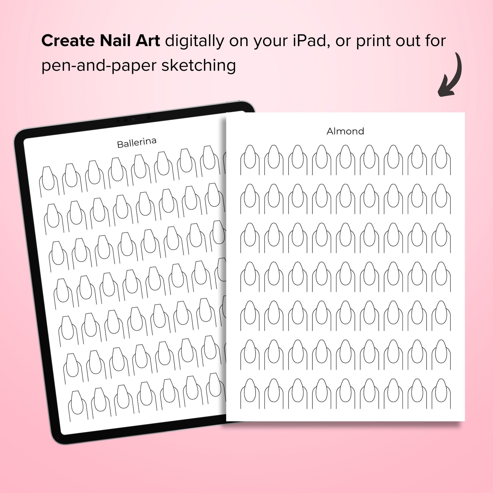 Printable Nail Art Practice Sheets | Nail Design Sketch Templates ...