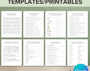 Book Club Printable Games Bundle, Fun & Interactive Reading Party Games, Classroom Book Lover Games, Literary Activities