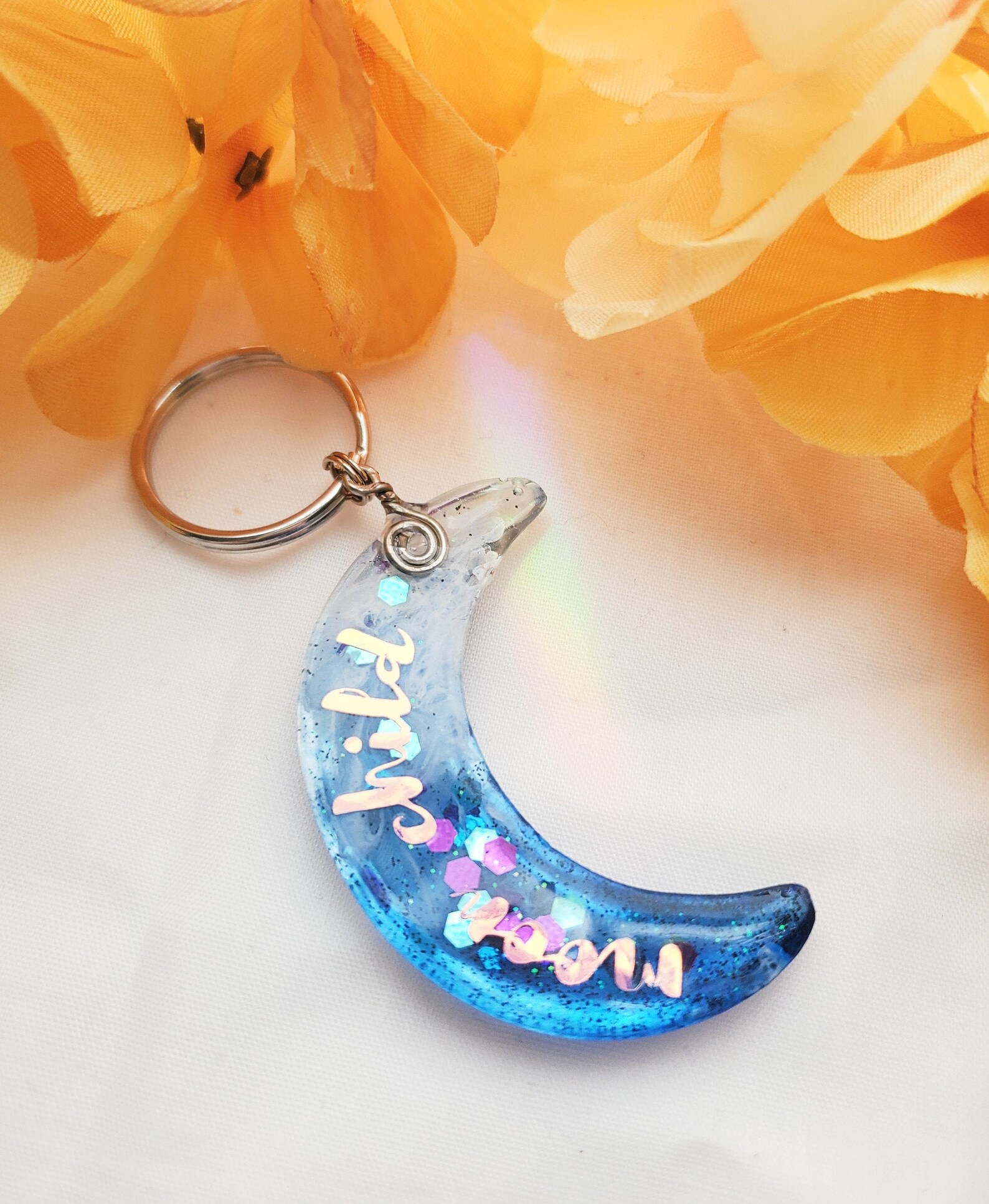 Moon Child Keychain Resin Keychain Celestial Keyring Witchy Etsy